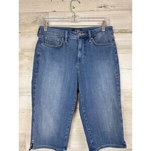 NYDJ Womens 6 Blue Denim Bermuda Jean Shorts Mid Rise Casual Summer